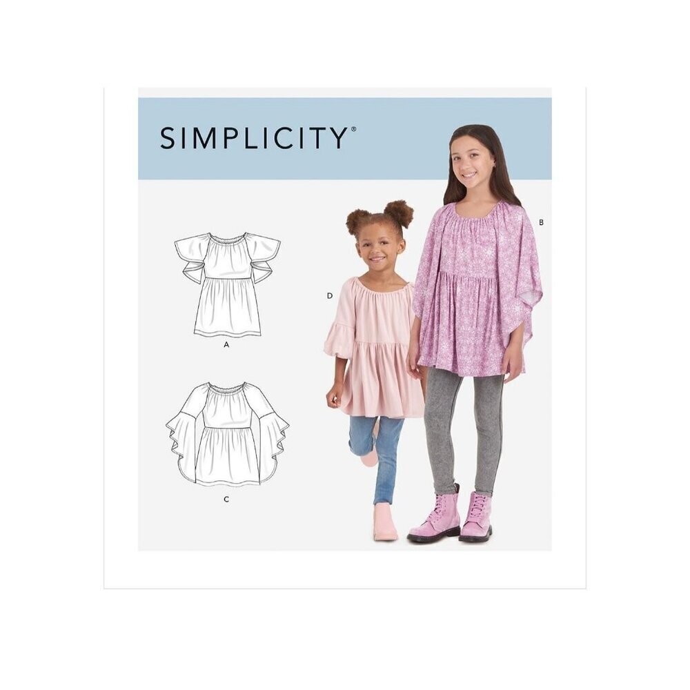 Simplicity Sewing Pattern 9200 10885 Blouse Top Tunic Girls Size 3-6